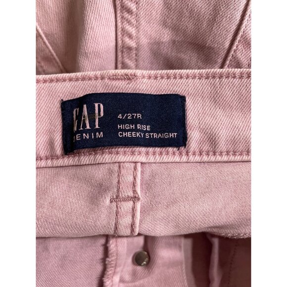 Gap Cheeky Straight High Rise Dusty Rose Denim Jeans Women Size 4/27R Button Fly - Picture 6 of 9